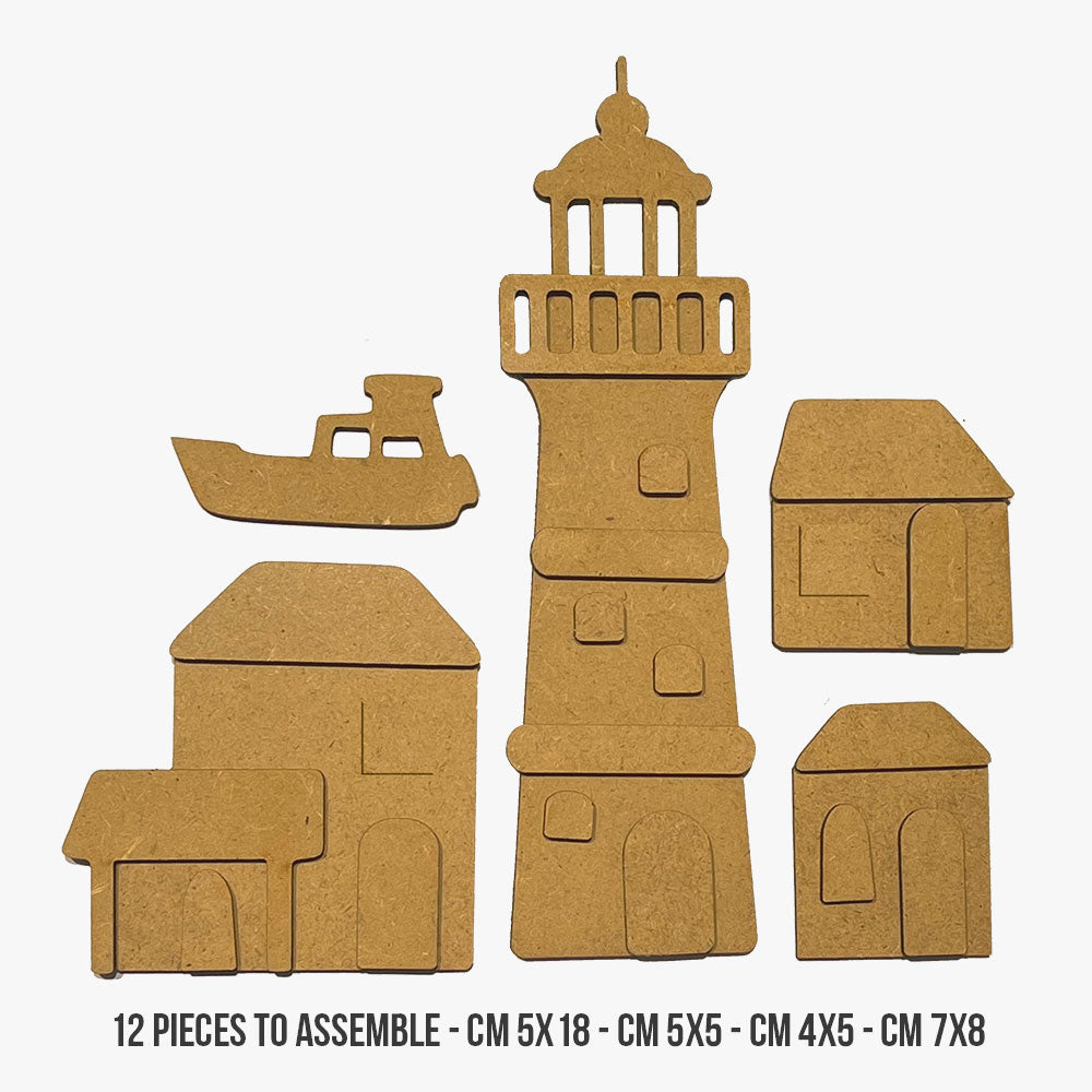 Stamperia Silent Sea Lighthouse Landscape Village Crafty Shapes klsm49 dimensions