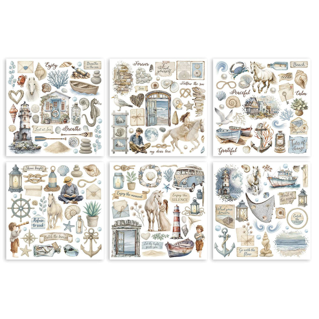 Stamperia Silent Sea Rub On Kit dflrbx06 sheets