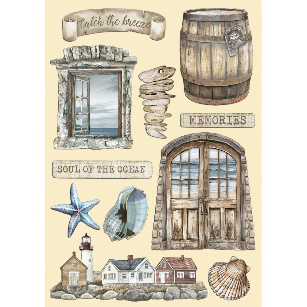 Stamperia Silent Sea Soul Of The Ocean A5 Colored Wooden Shapes klsp183