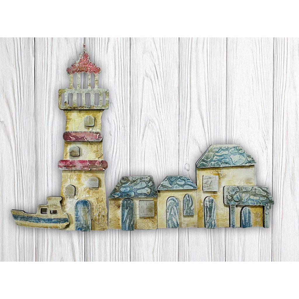 Stamperia Silent Sea Stones Pattern Small Stencil kstds45 tower