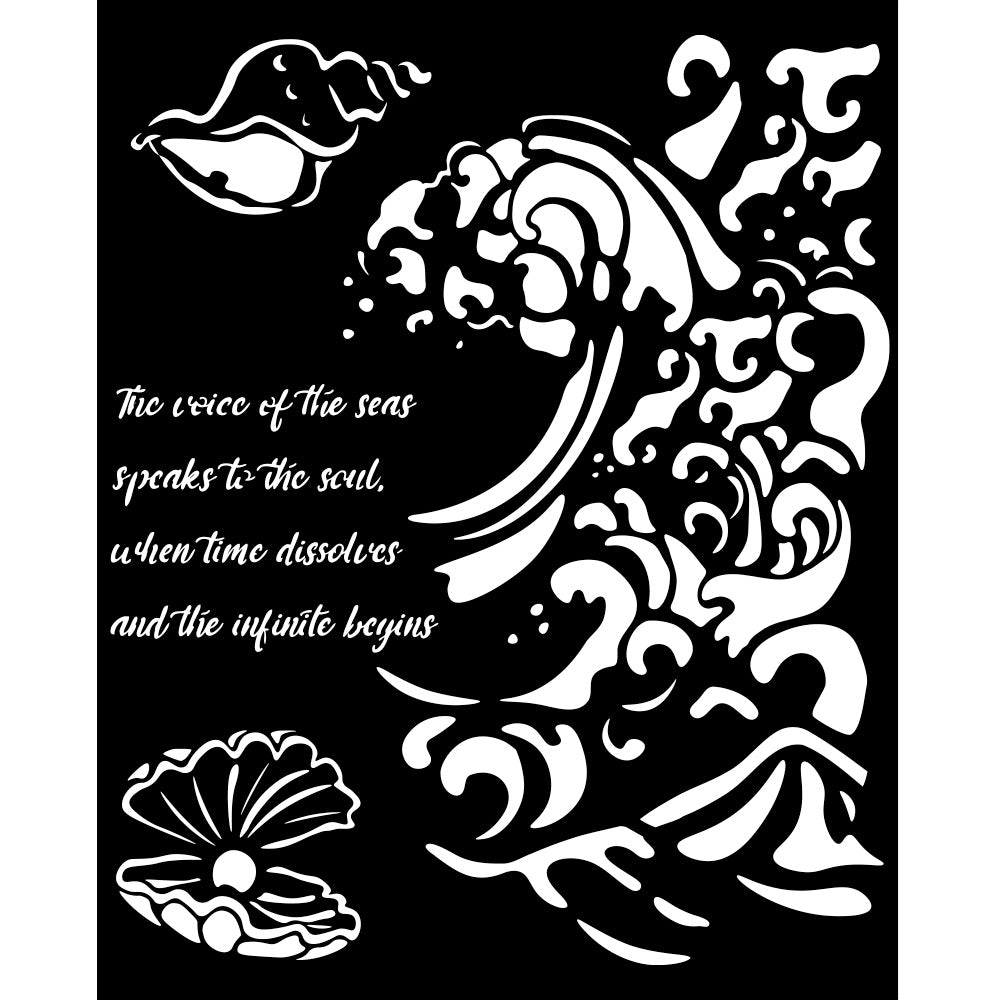 Stamperia Silent Sea Wave And Shell Stencil kstd177