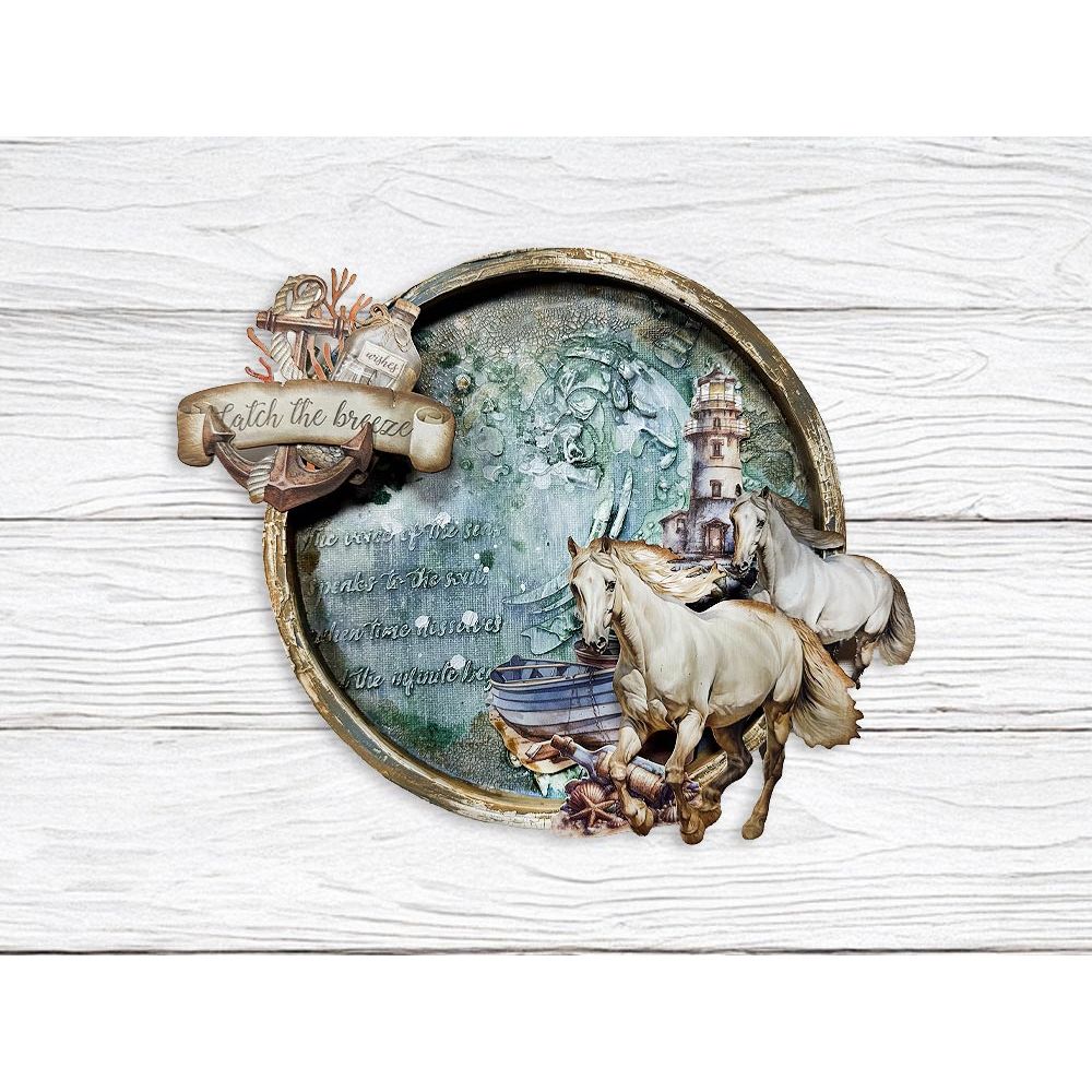 Stamperia Silent Sea Wave And Shell Stencil kstd177 horses