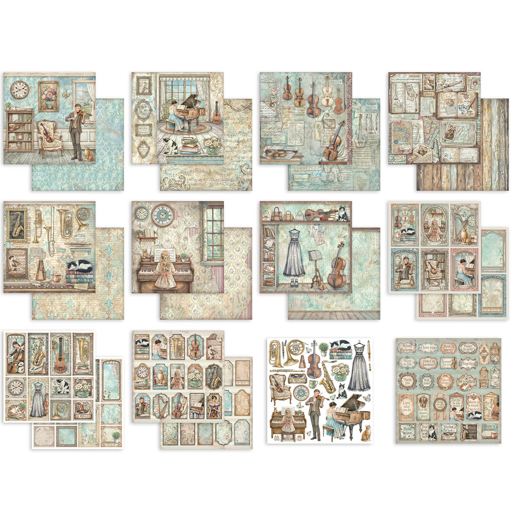 Stamperia Symphony 8x8 Paper sbbs144 sheets inside