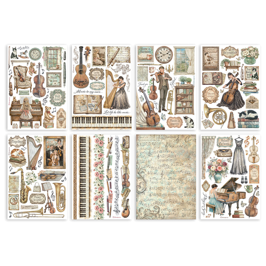 Stamperia Symphony A5 Washi Pad sbw34 piano
