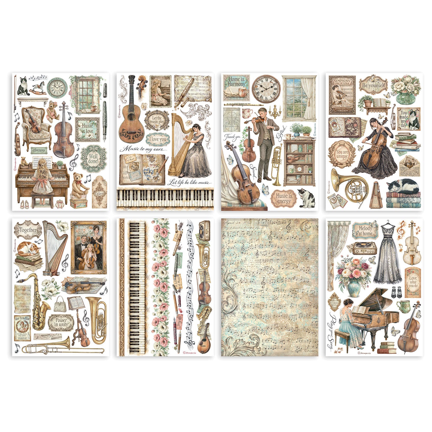 Stamperia Symphony A5 Washi Pad sbw34 piano