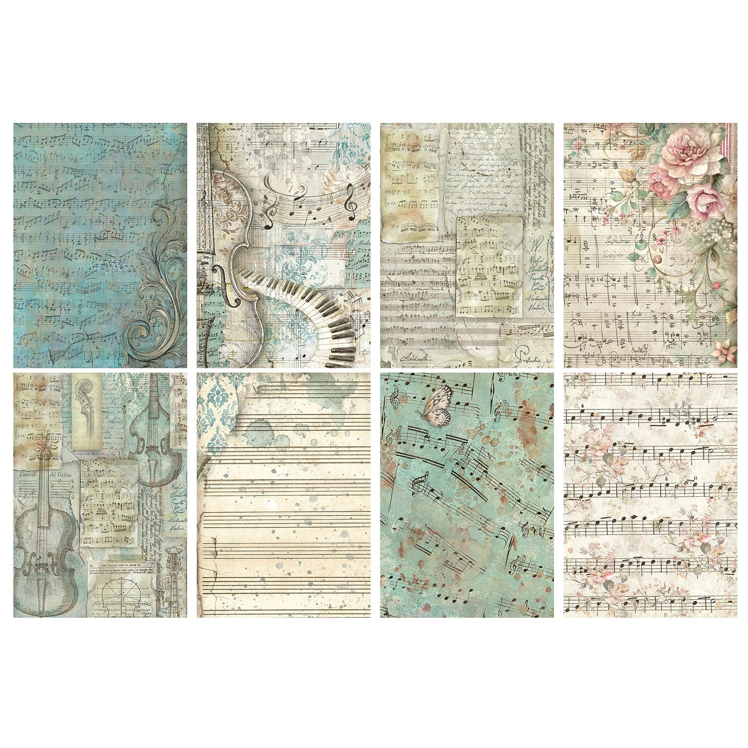 Stamperia Symphony A6 Backgrounds Rice Paper dfsak6055 music notes
