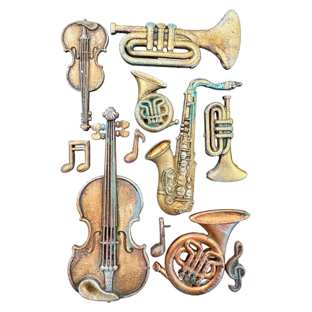 Stamperia Symphony Musical Instruments A5 Silicone Mold kacma615 trumpet