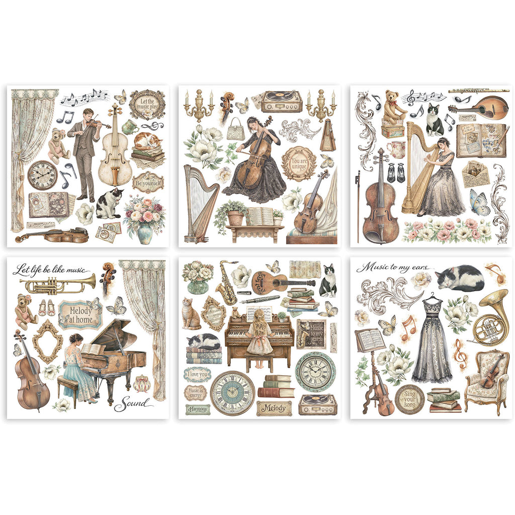 Stamperia Symphony Rub On Kit dflrbx16 sheets