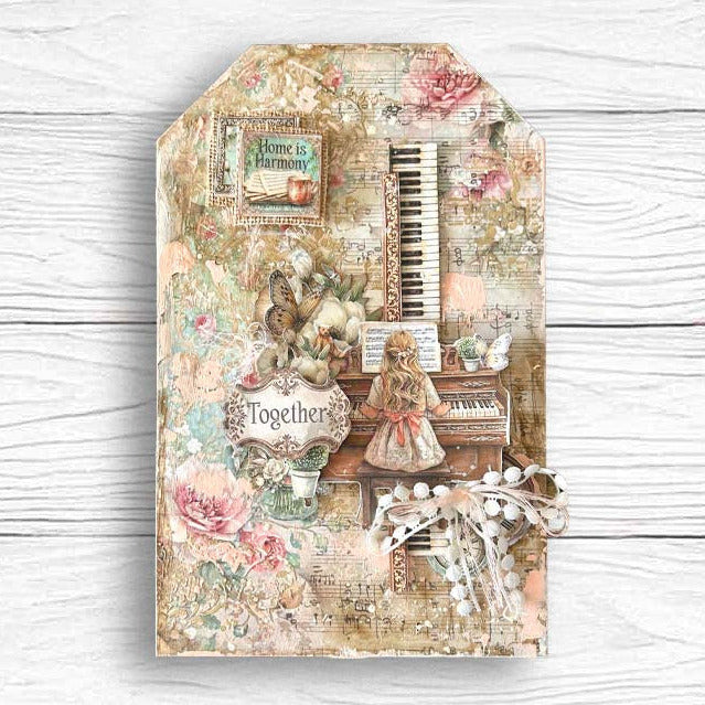 Stamperia Symphony Rub On Kit dflrbxg09 piano