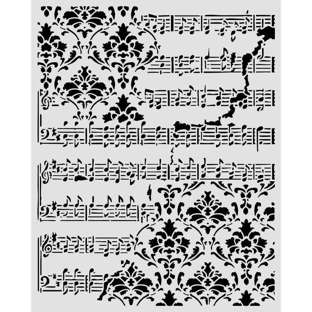 Stamperia Symphony Score And Frieze 8x10 Stencil kstd211