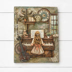 Stamperia Symphony Score And Frieze 8x10 Stencil kstd211 playing piano card