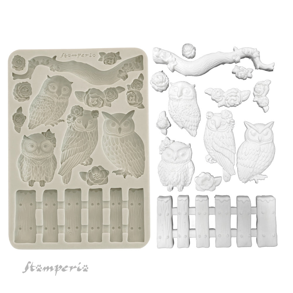 Stamperia The Owl's House Owls And Branch Silicone Mold A5 kacma585