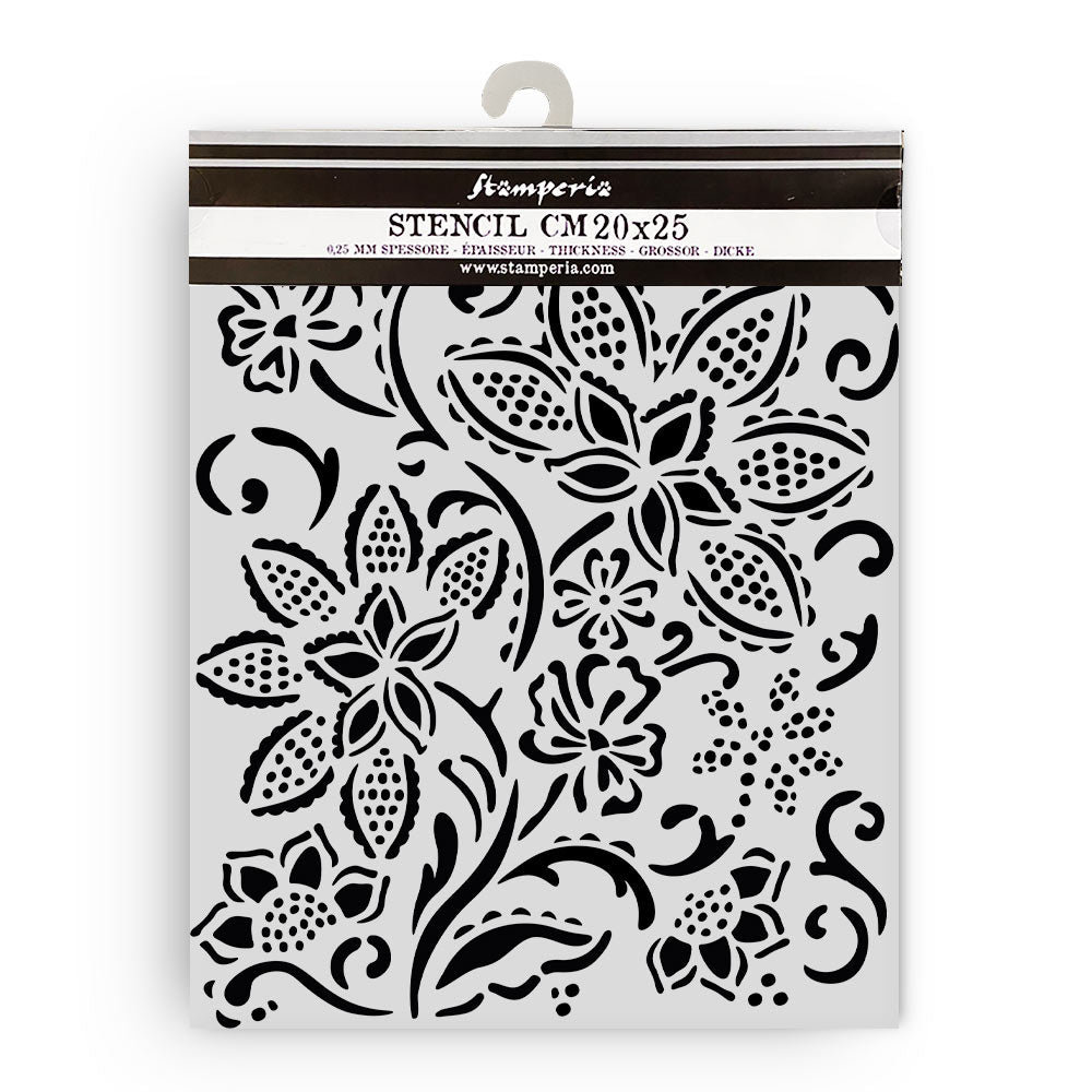 Stamperia Timeless Batik Flowers Stencil kstd180 1