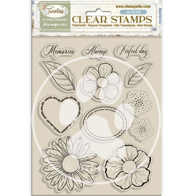 Stamperia Timeless Flowers And Hearts Clear Stamps wtk221