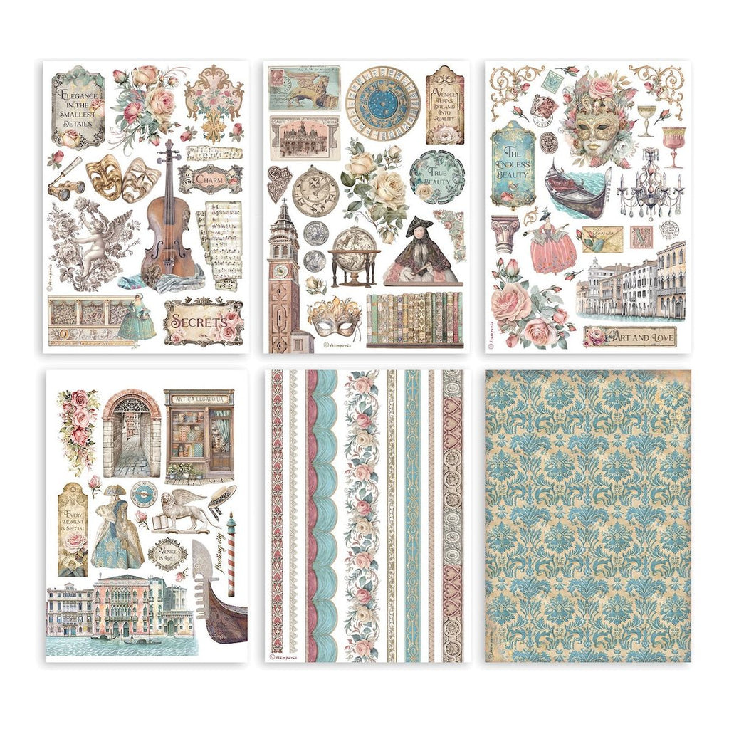 Stamperia Venice City Of Art Washi Pad Sheets A5 sbw21 pages
