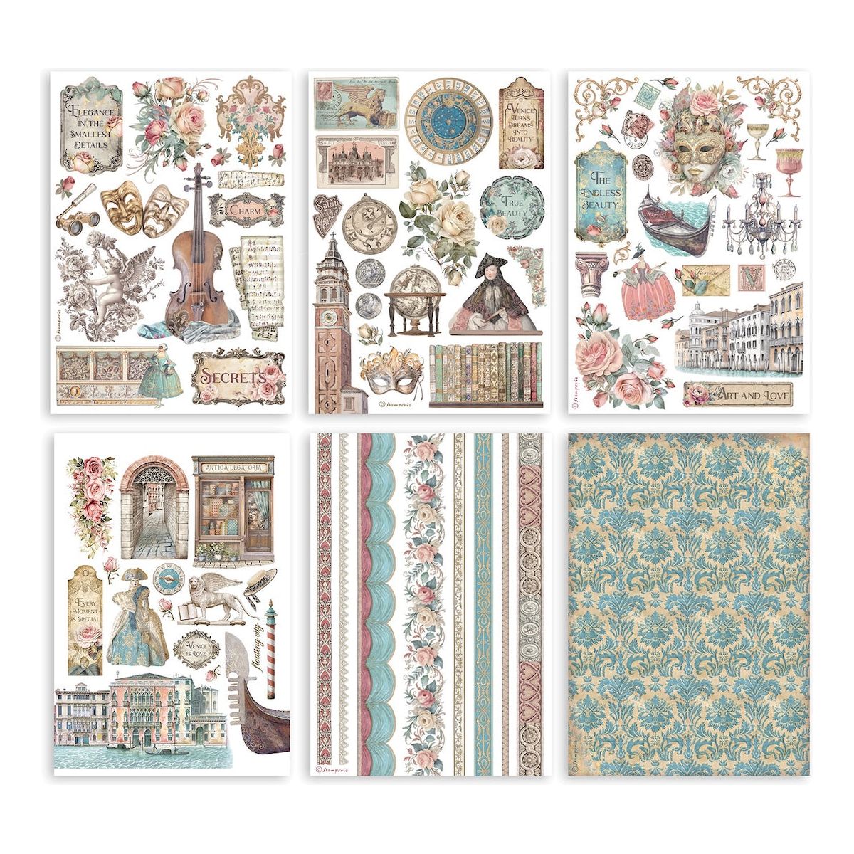 Stamperia Venice City Of Art Washi Pad Sheets A5 sbw21 pages