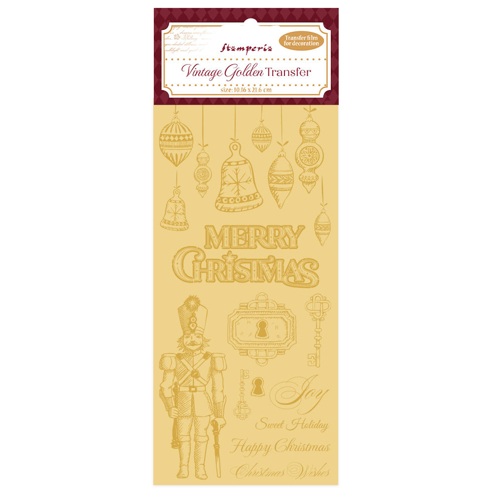 Stamperia Vintage Golden Transfer Merry Christmas dflrgt06
