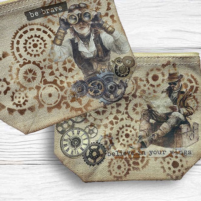 Stamperia Voyages Fantastiques Rub On Kit dflrbxg01 pouch
