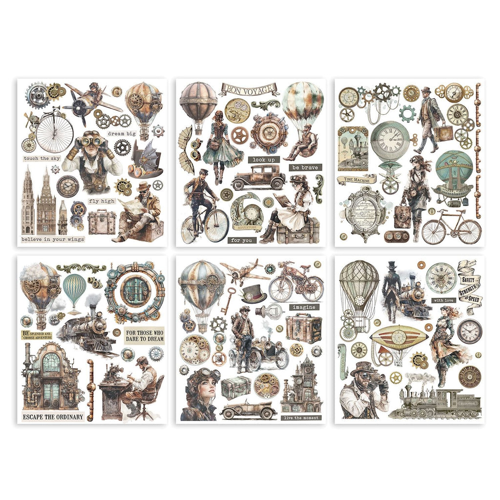 Stamperia Voyages Fantastiques Rub On Kit dflrbxg01 sheets