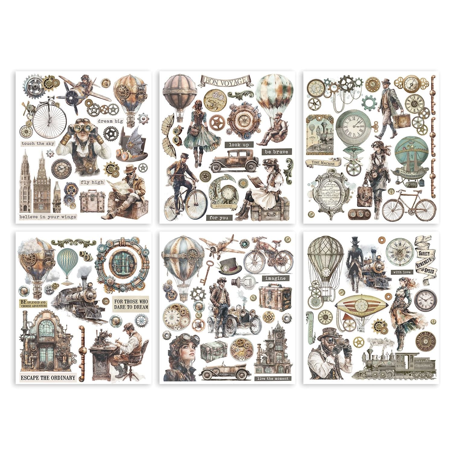 Stamperia Voyages Fantastiques Rub On Kit dflrbxg01 sheets