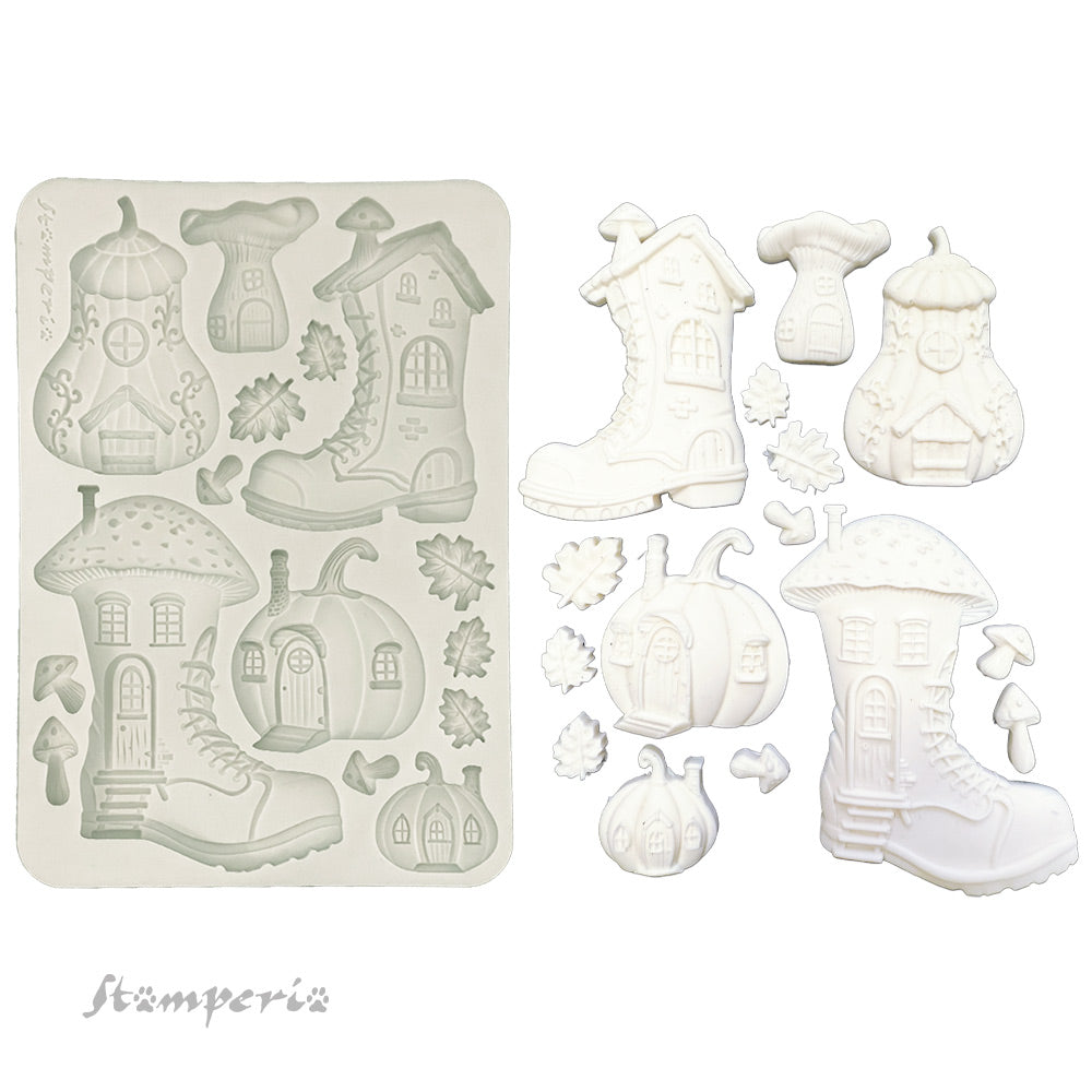 Stamperia Whispering Woods Boots And Pumpkin House A5 Silicone Mold kacma586

