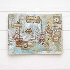 Stamperia White Christmas 8x8 Paper sbbs146 house trees button 