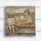 Stamperia White Christmas 8x8 Paper sbbs146 little girl with deer bench pillows