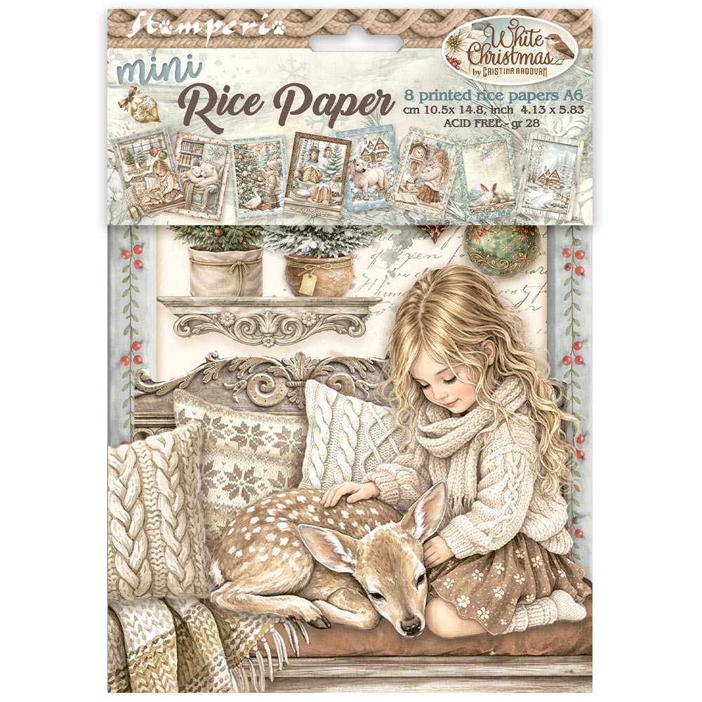Stamperia White Christmas A6 Mini Rice Paper dfsa6x10
