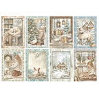 Stamperia White Christmas A6 Mini Rice Paper dfsa6x10 horse desserts bunny