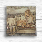 Stamperia White Christmas A6 Mini Rice Paper dfsa6x10 little girl with deer bench pillows