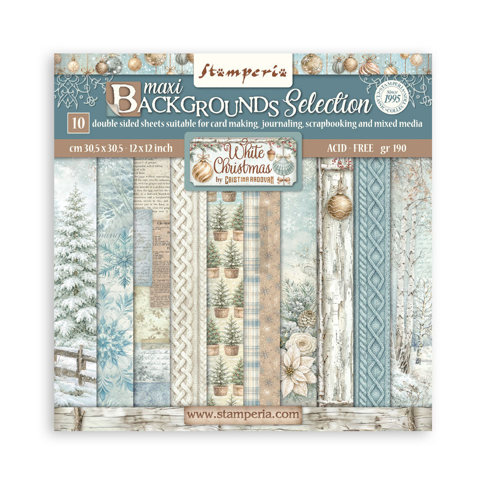 Stamperia White Christmas Backgrounds 12x12 Paper sbbl191