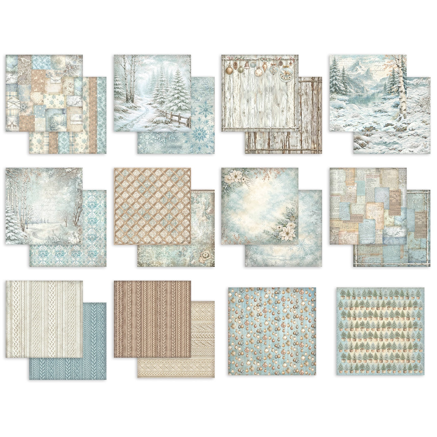Stamperia White Christmas Backgrounds 8x8 Paper sbbs147 cardstock