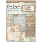 Stamperia White Christmas Backgrounds A6 Rice Paper dfsak6059
