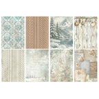 Stamperia White Christmas Backgrounds A6 Rice Paper dfsak6059 patterns trees ornaments