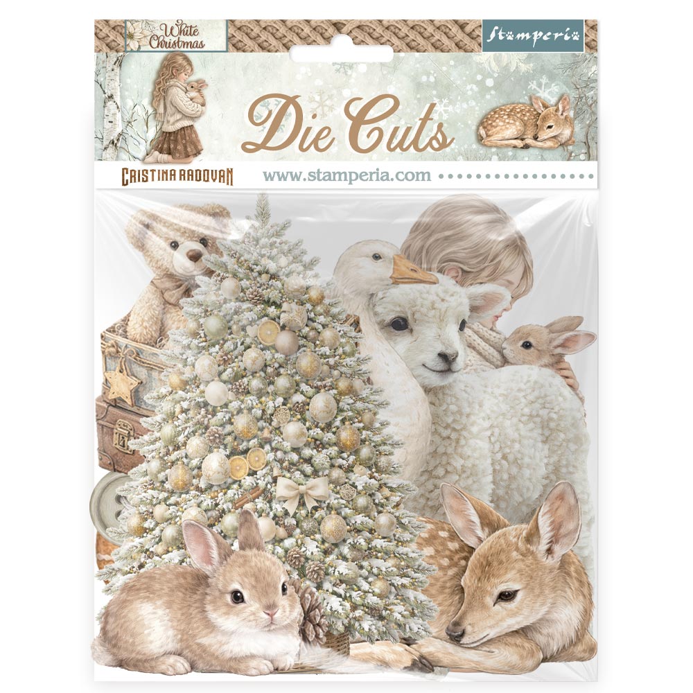 Stamperia White Christmas Die Cuts dfldc141 sheep bunny deer