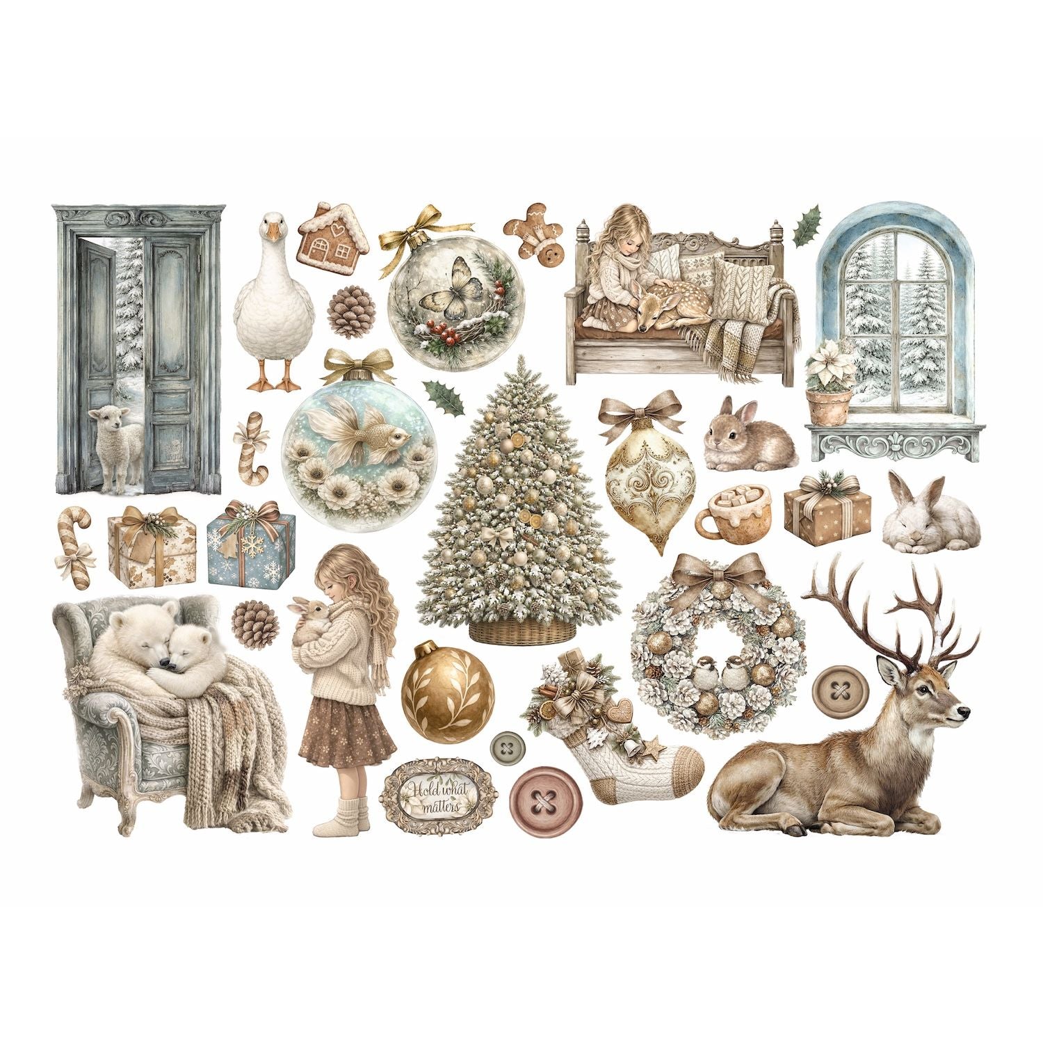 Stamperia White Christmas Ephemera dflct89