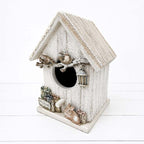 Stamperia White Christmas Junk Journal Focus Points sbjks07 bunny next to presents bird house