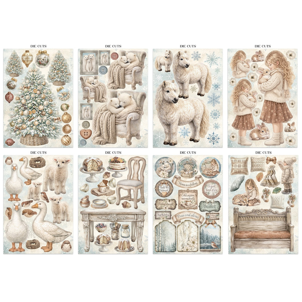 Stamperia White Christmas Junk Journal Focus Points sbjks07 die cuts