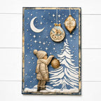 Stamperia White Christmas Junk Journal Focus Points sbjks07 little boy holding ornament moon and stars
