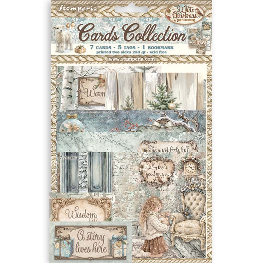 Stamperia White Christmas Printed Art Cards Collection sbcard49