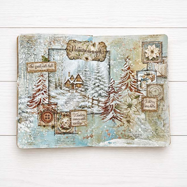 Stamperia White Christmas Rub On Kit dflrbgx13 snow house button nature is a gift 