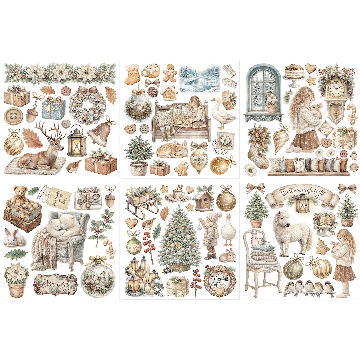 Stamperia White Christmas Rub On Kit dflrbx21 contents inside