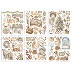 Stamperia White Christmas Rub On Kit dflrbxg13 deer bunny ornaments