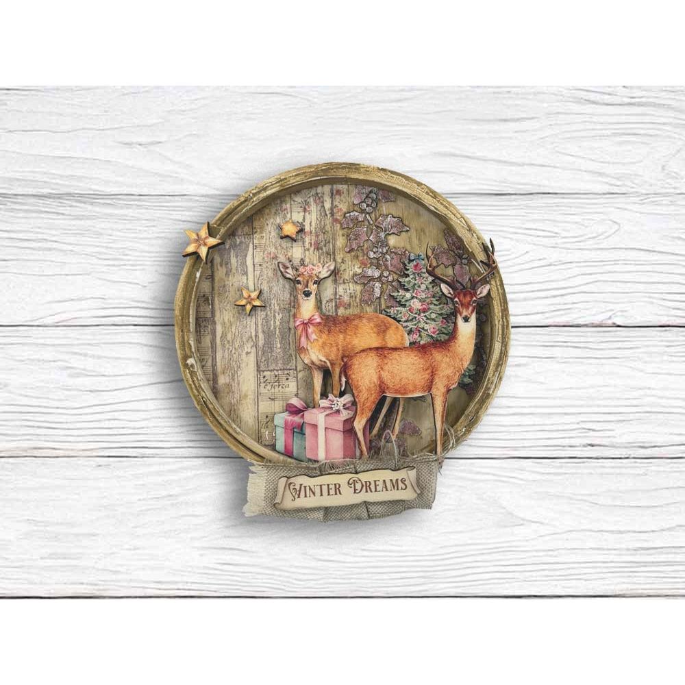 Stamperia Winter Magic Junk Journal sbjk25 deer with presents