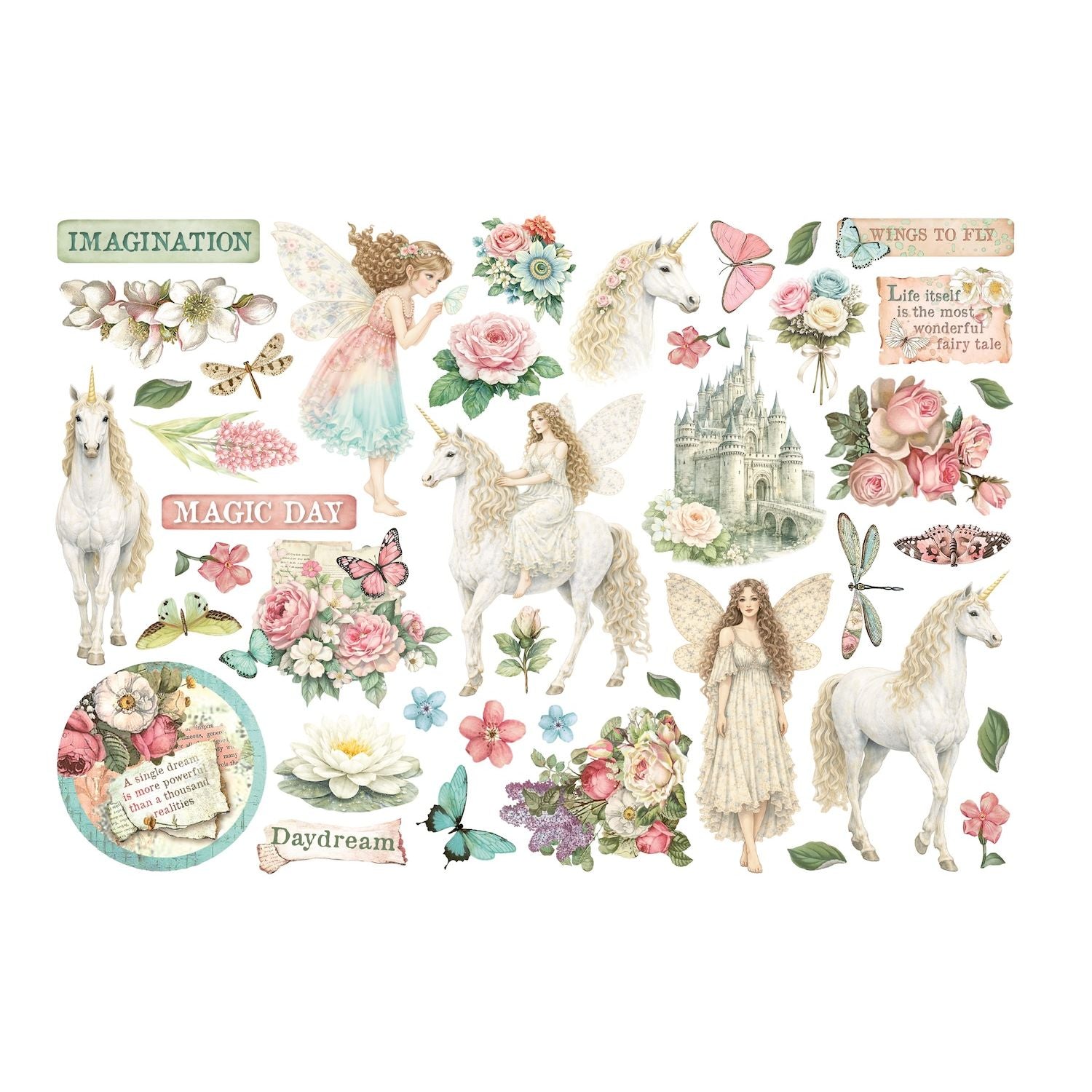 Stamperia Wonderland Ephemera dflct82 unicorn