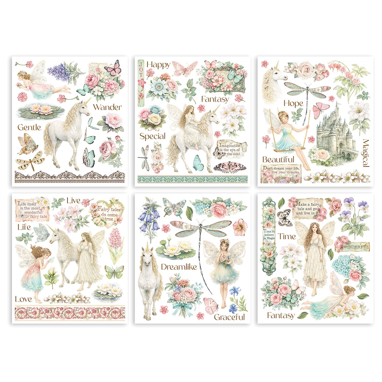 Stamperia Wonderland Rub On Kit dflrbxg08 fantasy