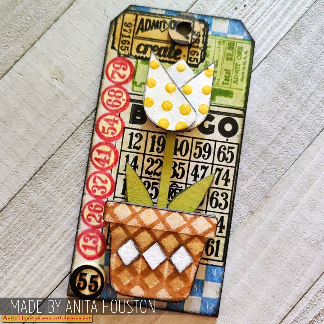 Stampers Anonymous Deco Tulips Laser Cut Boards orn03 bingo tulip tag anita houston