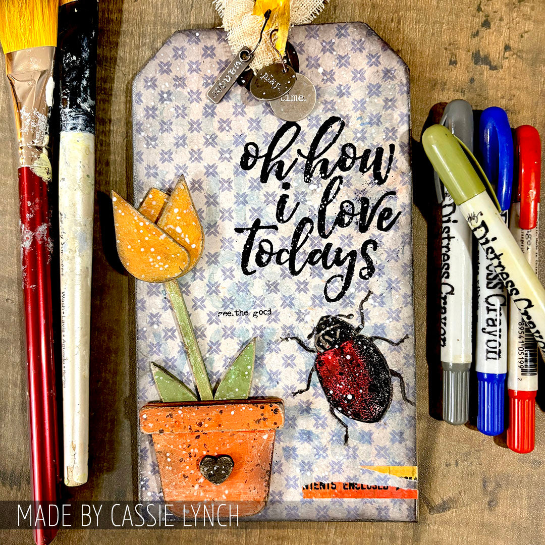 Stampers Anonymous Deco Tulips Laser Cut Boards orn03 ladybug love tag cassie lynch