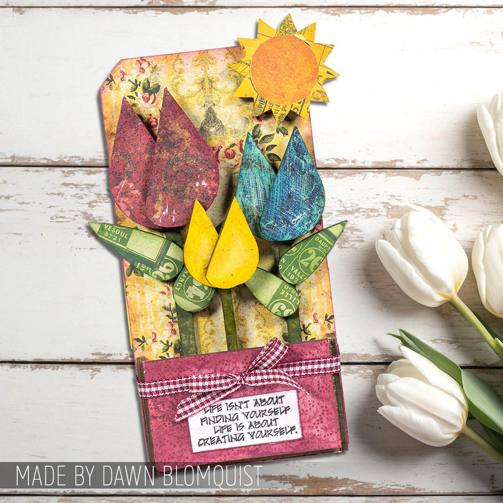 Stampers Anonymous Deco Tulips Laser Cut Boards orn03 red plaid bow tag dawn blomquist