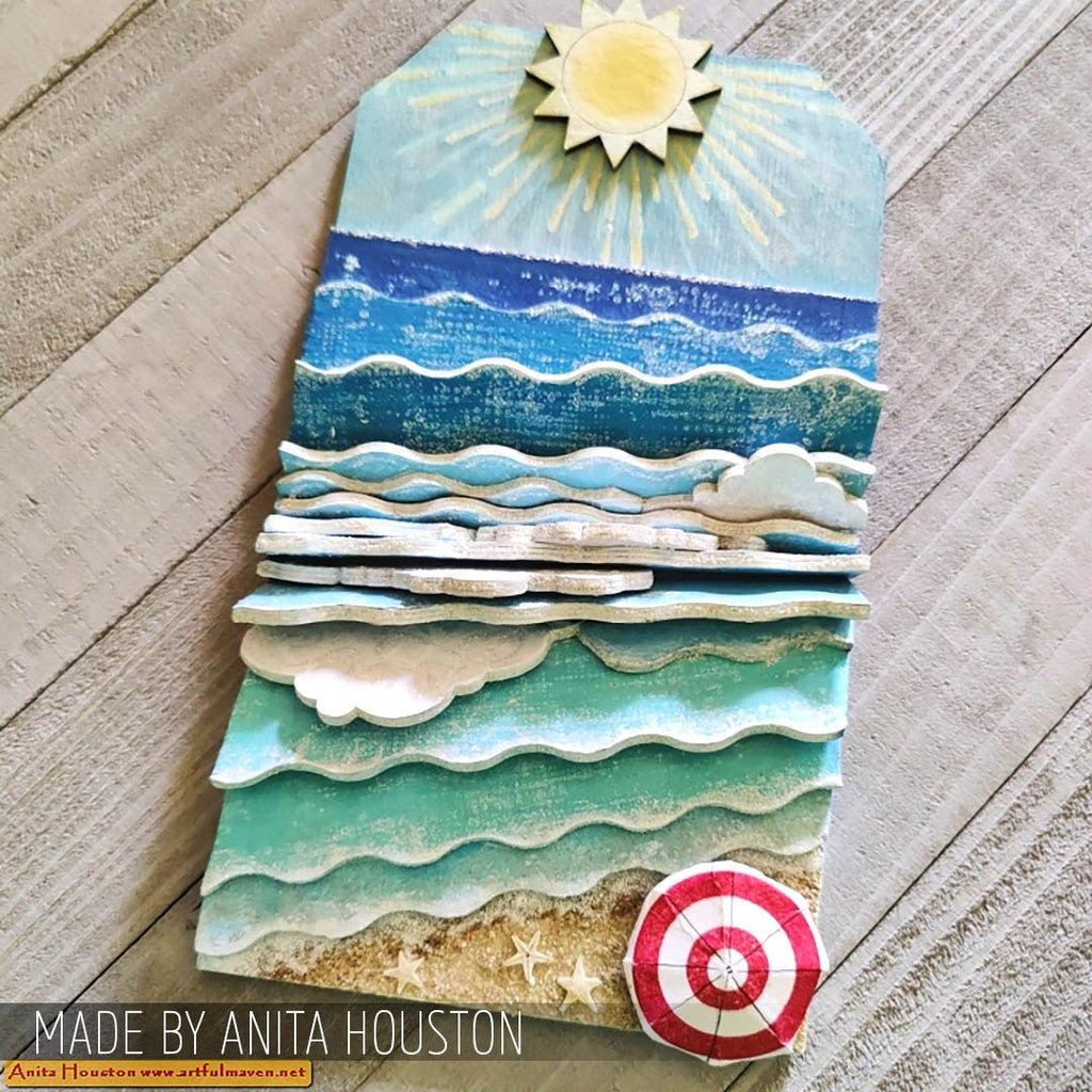 Stampers Anonymous Ocean Horizon Laser Cut Boards orn02 beach scene tag anita houston